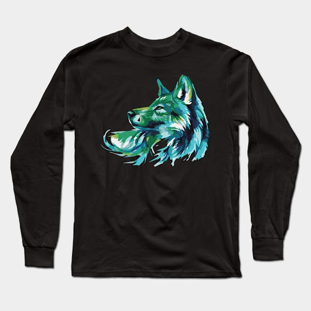 Abstract Wolf Design Long Sleeve T-Shirt by RKP'sTees